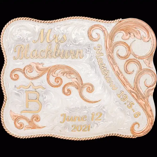 The Braveheart Custom Belt Buckle is the perfect wedding buckle that pairs with the Heartland Buckle. Celebrate tradition, present and future with this customizable buckle!